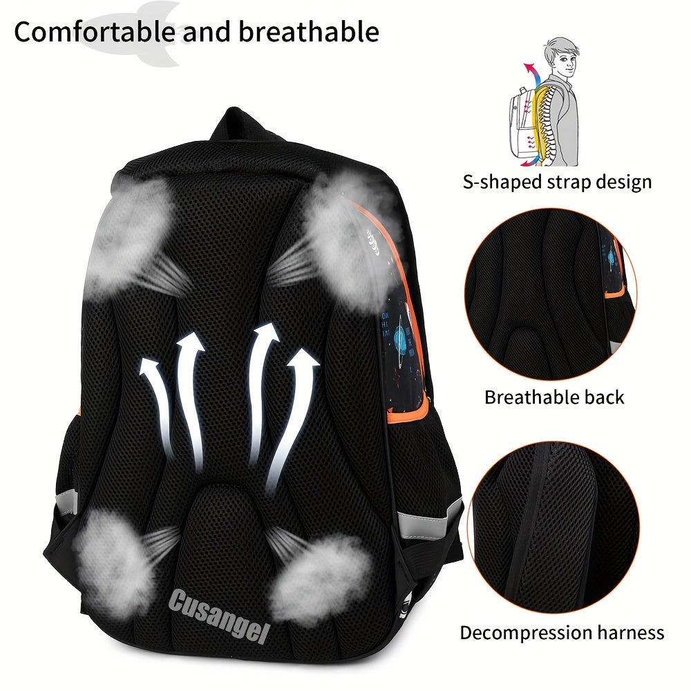 Kids Backpack Astronaut Mermaid Pattern Large Capacity