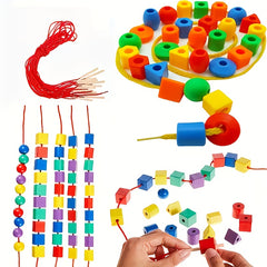 Educational Beaded Toys Set with Threading Cord