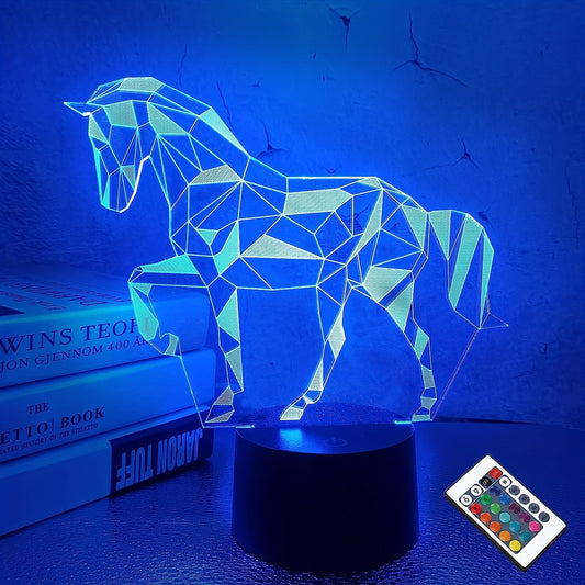 3D Horse Lamp Night Light for Room Decor & Nursery, 16 Colors Changing Toy