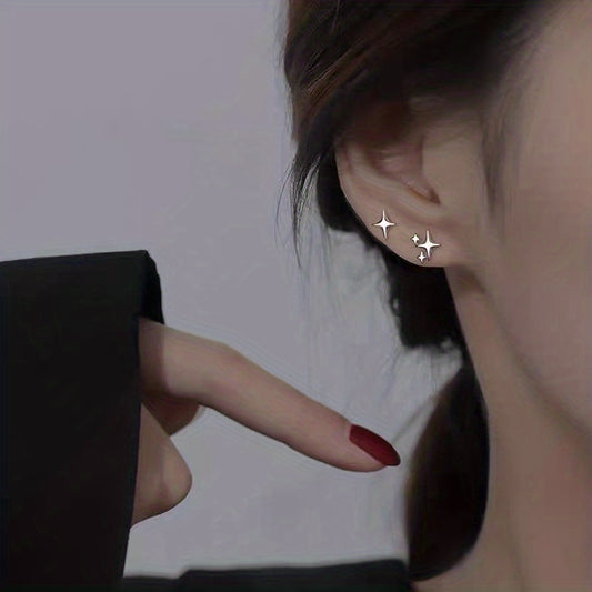 Star Shape Stud Earrings Copper Ear Jewelry For Women