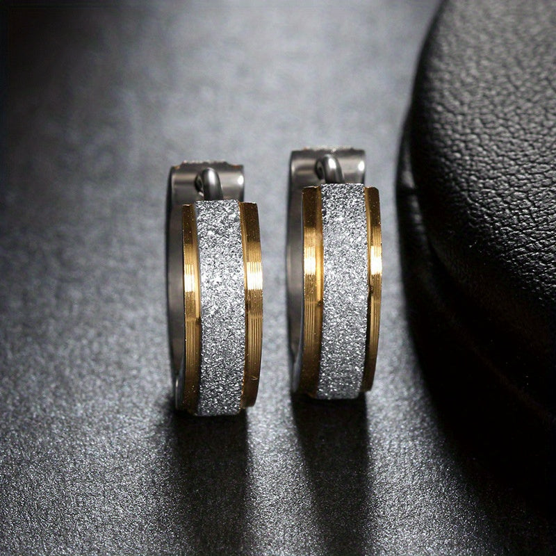 Vintage 18k Plated Stainless Steel Hoop Earrings for Women