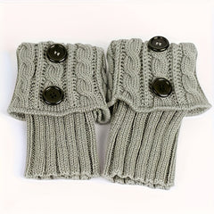 Women's Button Twist Knitted Leg Warmer Winter Warm Boots Cuffs