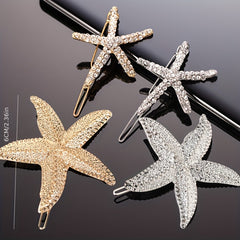 Starfish Shaped Rhinestone Hair Clip for Women Girls