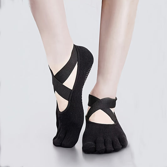 Women's Non slip Cross Strap Yoga Socks Breathable Dance Training Socks