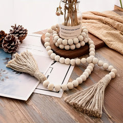Wooden Beaded Wreath Tassels DIY Craft Farmhouse Decoration