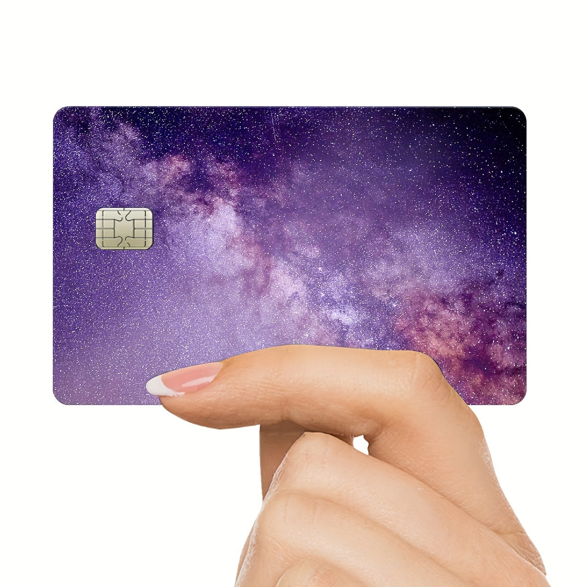 2pcs Dark Purple Starry Sky Scratch Resistant Credit Card Stickers