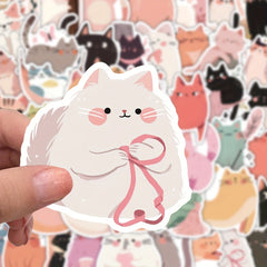 52pcs WhimsyCat Cartoon Cat Stickers Vinyl Self Adhesive Decals