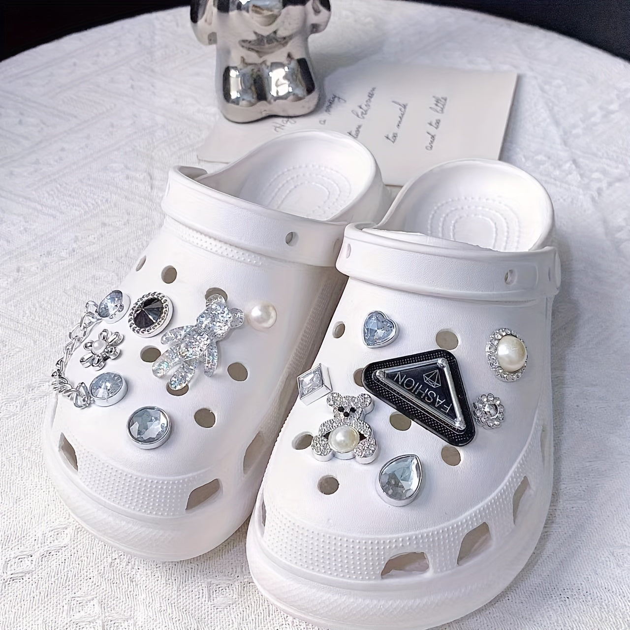 13pcs Shoe Decorations Bear Diamond Triangle Pearl for Kids