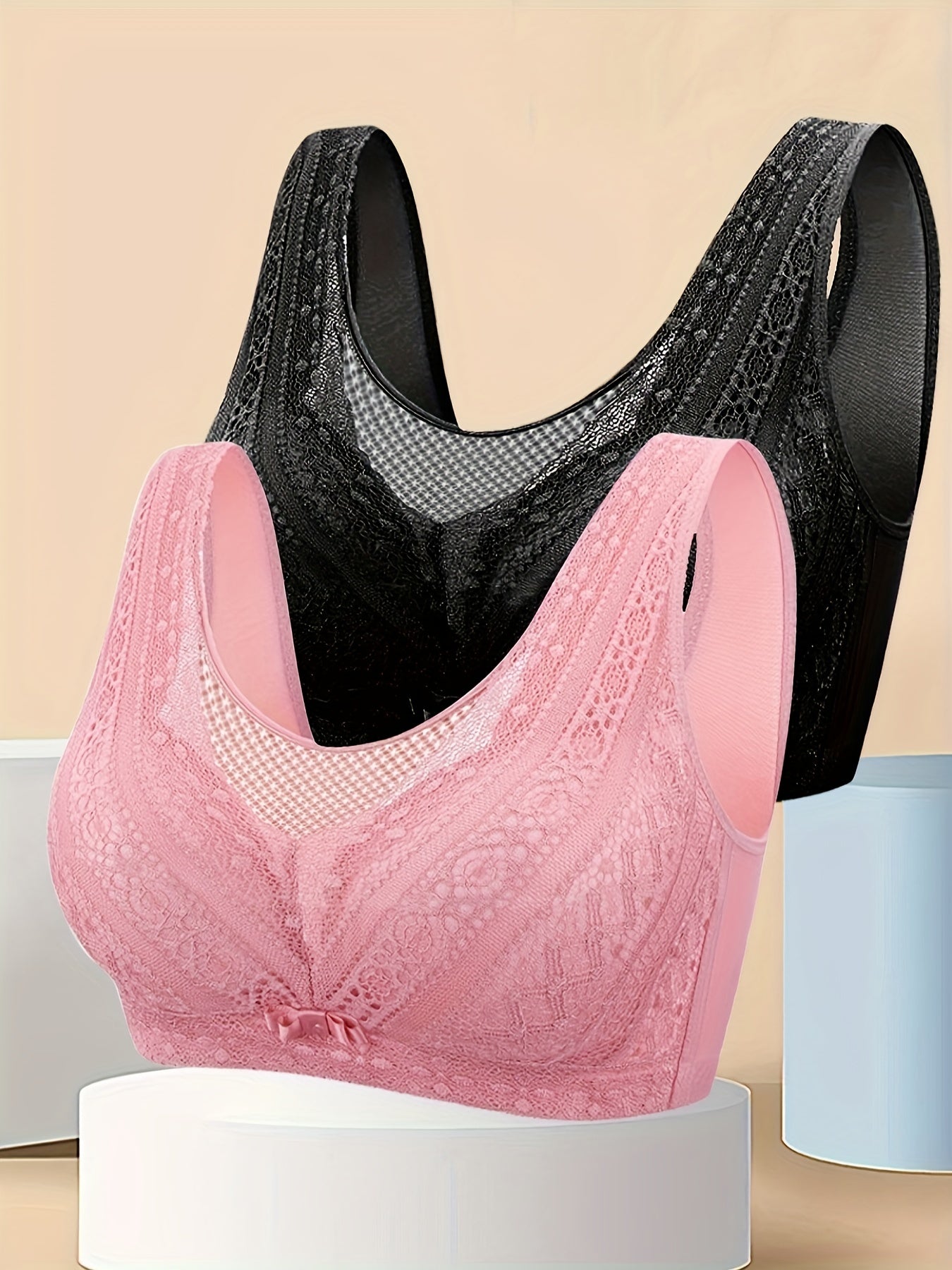 2pcs Lace Wireless Bras Women's Lingerie