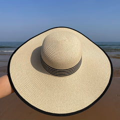 Beige Oversized Floppy Sun Hat Women Travel Beach Hat Edge Wide Brim