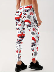 Christmas Skull Print Yoga Pants High Stretch Leggings