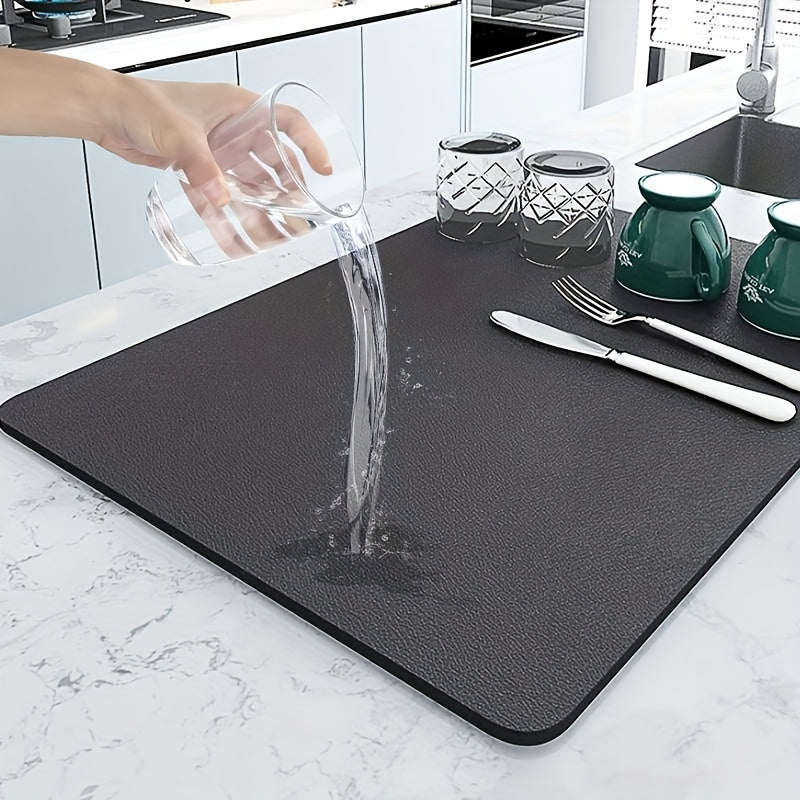 Dark Gray Dish Drying Mat Absorbent Non Slip Mat
