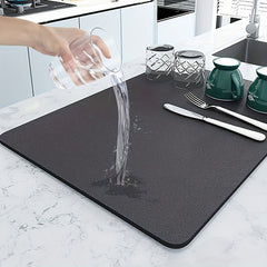 Dark Gray Dish Drying Mat Absorbent Non Slip Mat