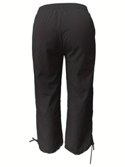  Solid High Rise Wide Leg Trousers