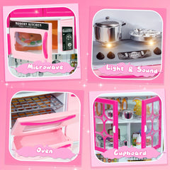 MQUDUO Pink Kitchen Set Pretend Play Toys for Christmas Halloween Thanksgiving E