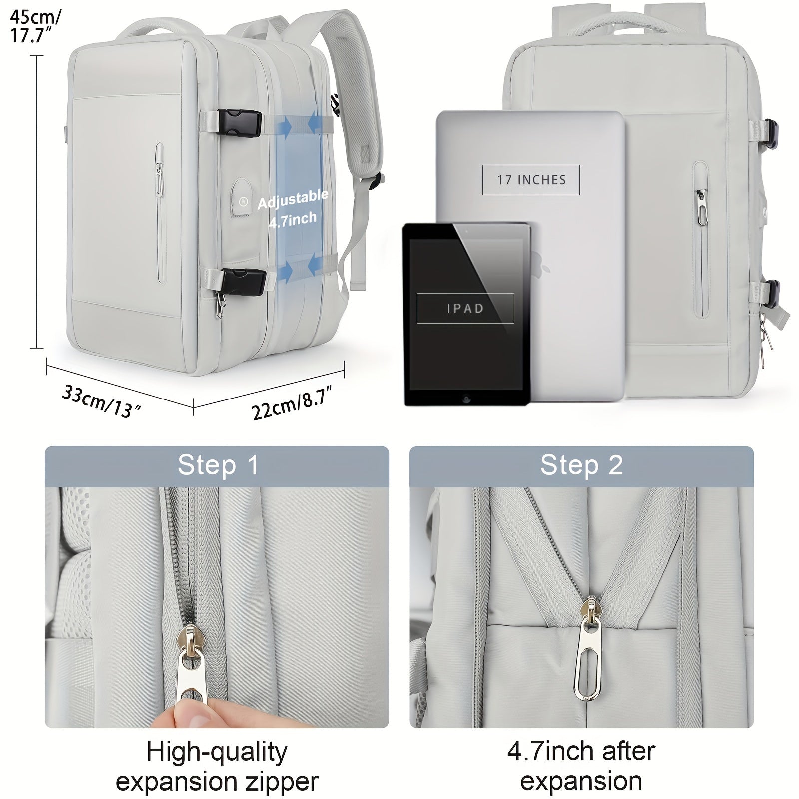 Large Capacity Solid Backpack for Students