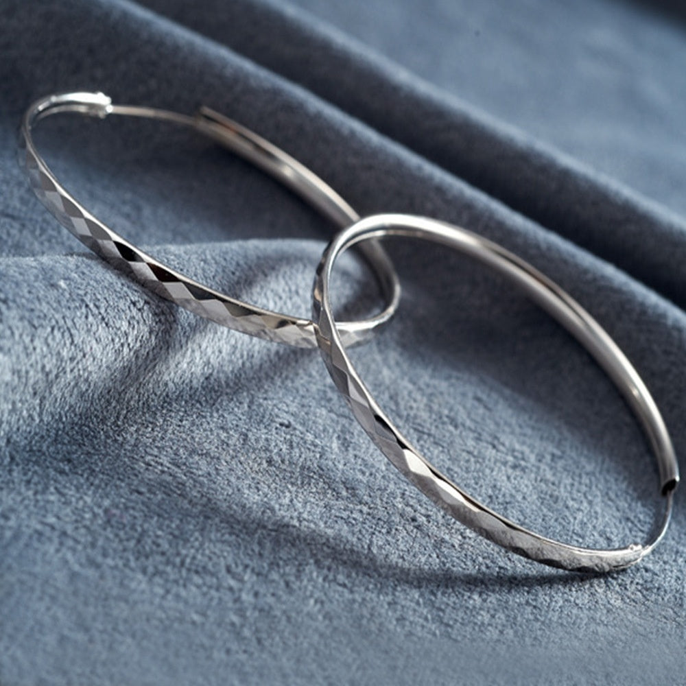 Women 925 Silver Plated Big Hoop Earrings for Party