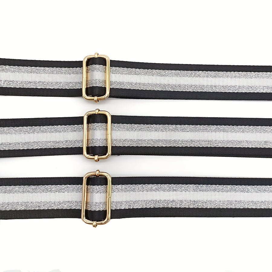 Adjustable Shoulder Bag Strap with Silver Stripe Durable Bag Travel Accessories