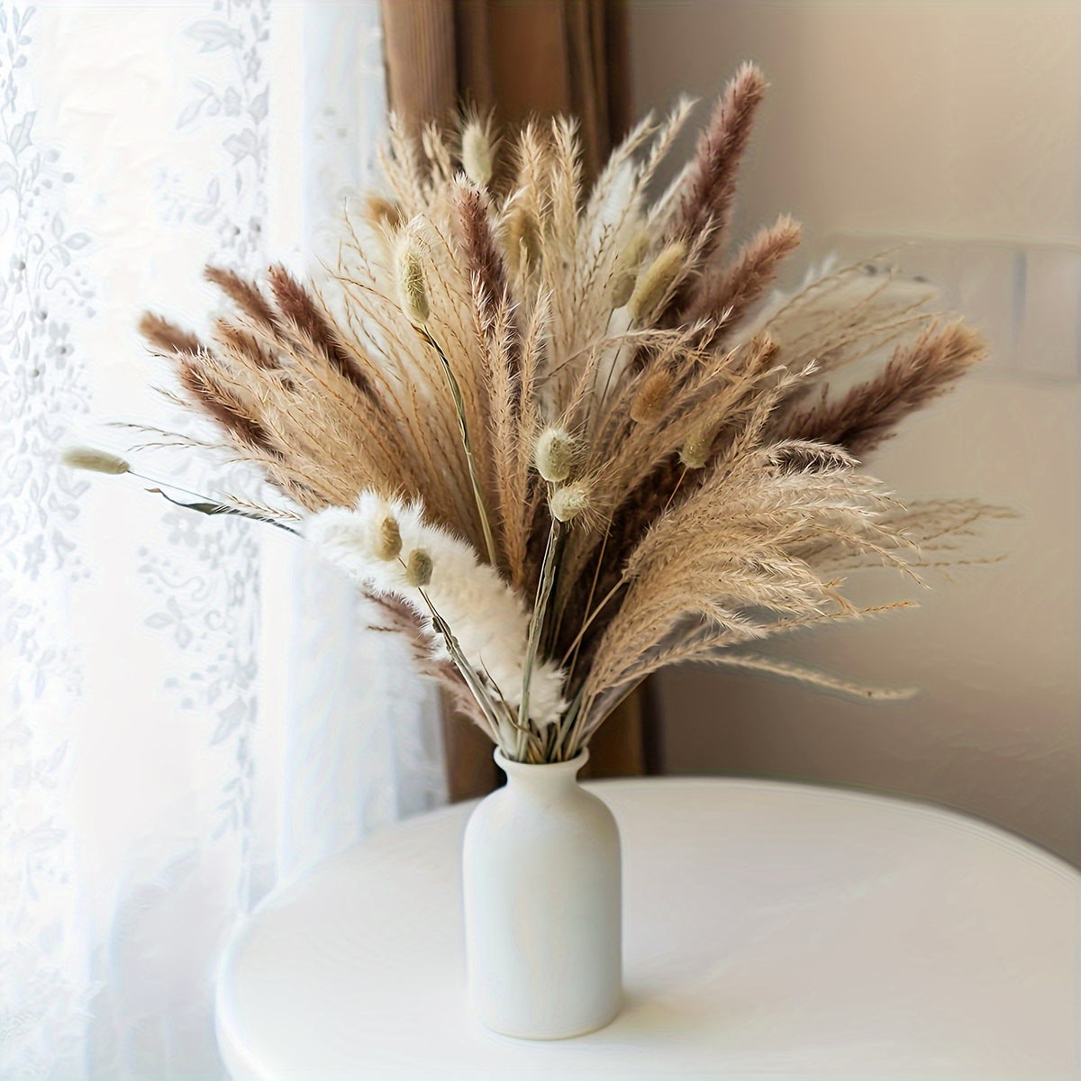 60pcs Natural Brown Pampas Floral for Boho Home Decor