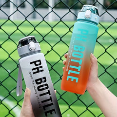 1000ml Gradient Matte Water Cup Large Capacity Plastic Straw Space Cup