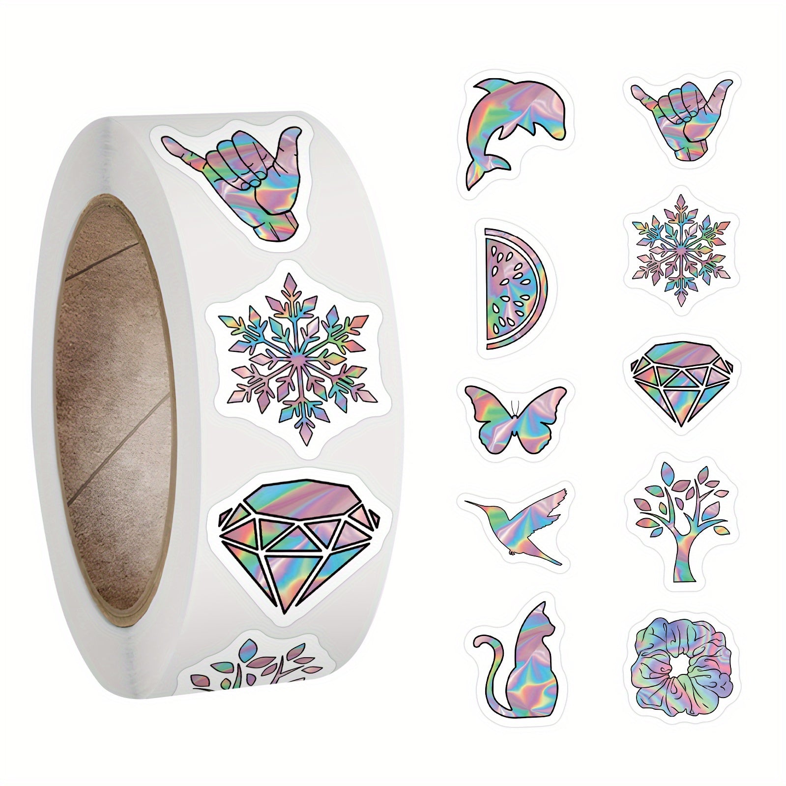 Holographic Laser Style Stickers Roll - 500pcs