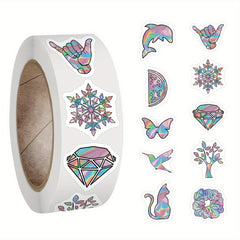 Holographic Laser Style Stickers Roll - 500pcs