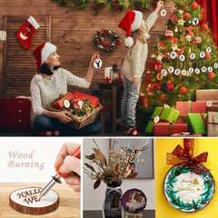 10pcs Wooden Art Circle Christmas Ornaments DIY Crafts