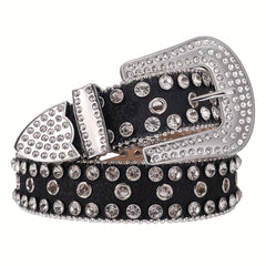 Western Rhinestone Belt Women's Punk Studded PU Leather Belts