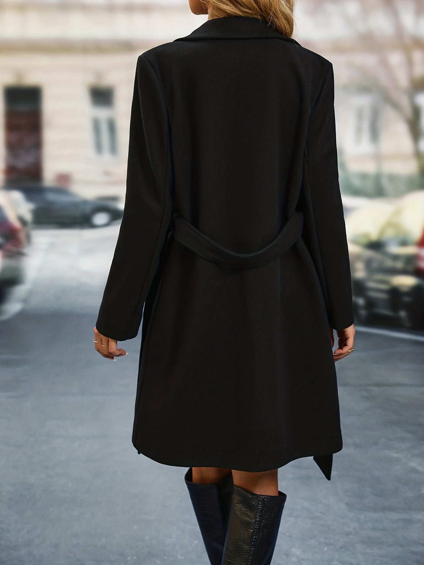 Solid Lapel Coat Open Front Long Sleeve Versatile Outerwear