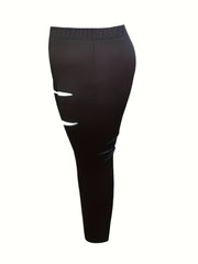  Solid Ripped Flared Leg Trousers