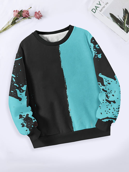 Tie Dye Pattern Long Sleeve Crew Neck Sweatshirt For Spring Fall