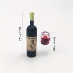 6pcs Wine Glasses Set for Dollhouse Realistic Red Wine Bottle Models Accessories