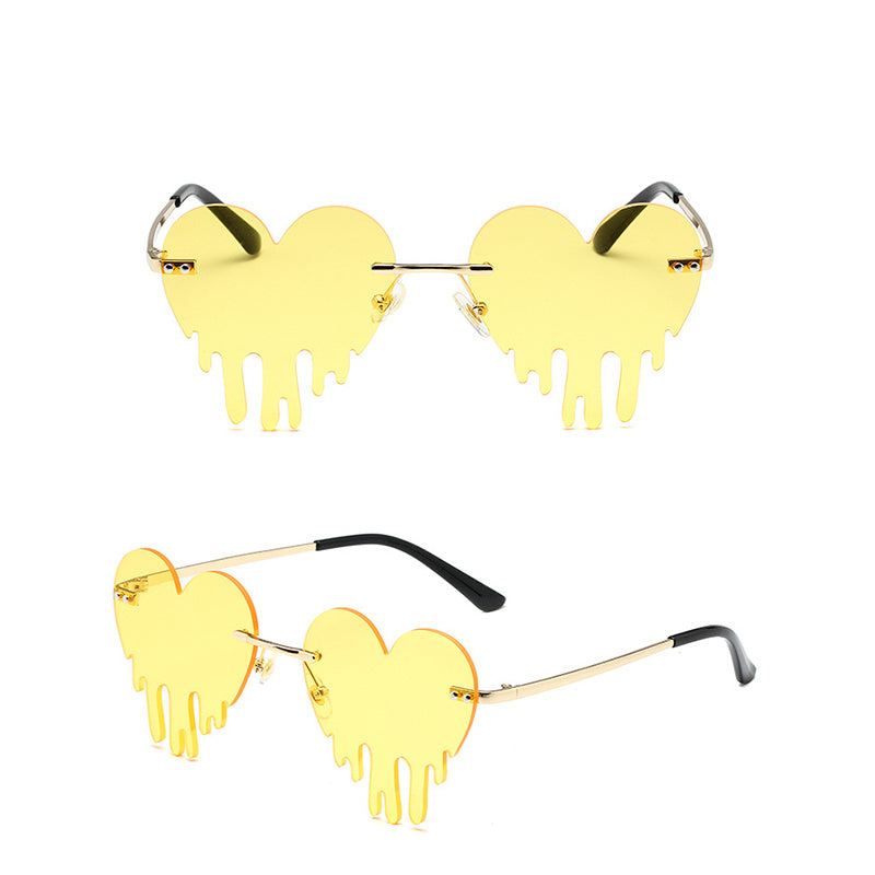 Melting Heart Sunglasses Rimless Party Glasses