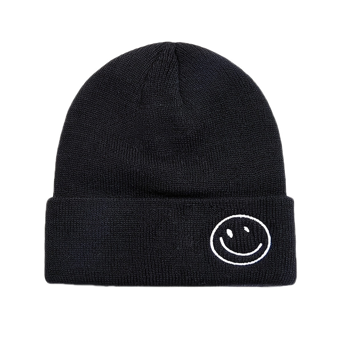 Smiling Face Ear Protection Knit Beanie Hat for Men and Women