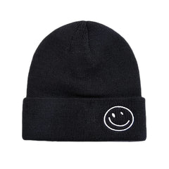 Smiling Face Ear Protection Knit Beanie Hat for Men and Women
