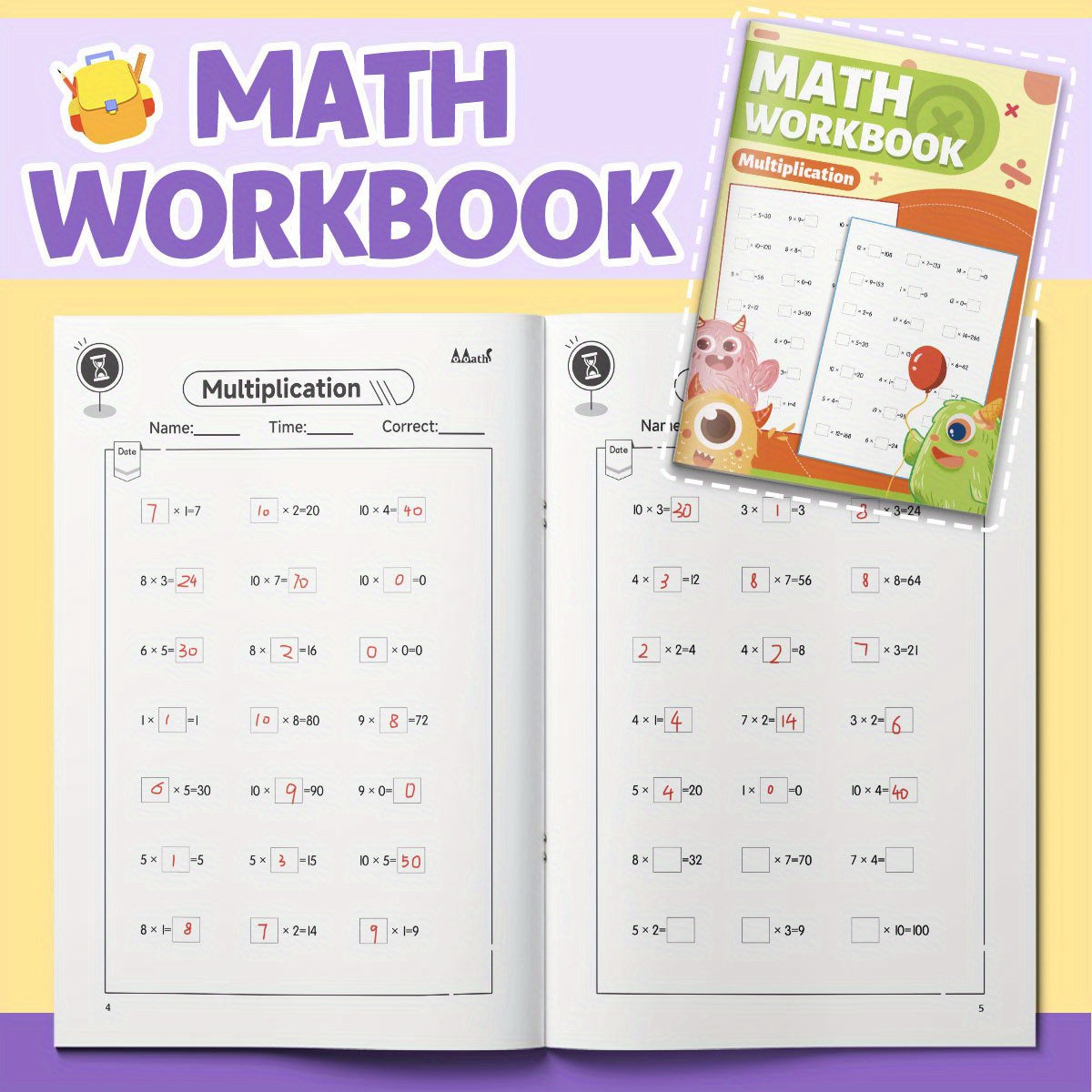 Multiplication Workbook for Kids: Master Times Tables Up to 100