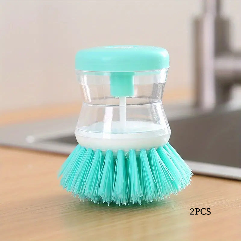 2pcs Dish Brush With Soap Dispenser Pot Washing Brush