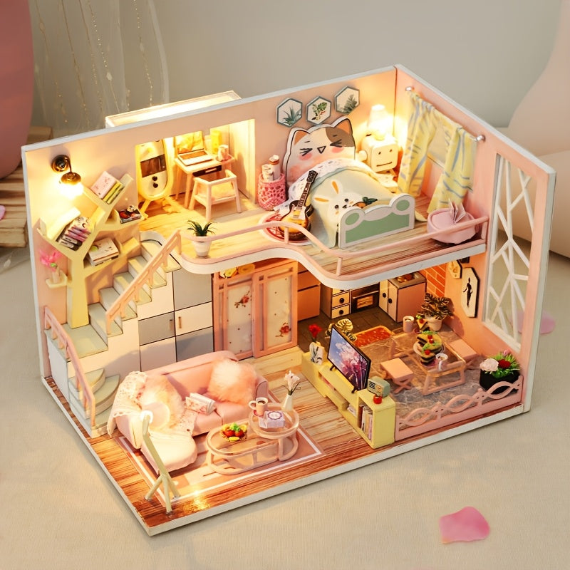 Book Corner Kit DIY Mini Dollhouse Modern Loft 3D Puzzle Souvenir Gift