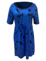  Floral Print Short Sleeve Dress Medium Stretch