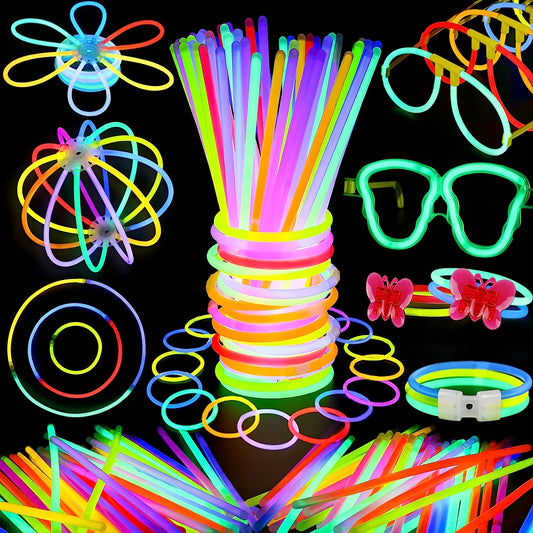 50pcs Glow Sticks Party Favors 7 Colors & Connectors for Necklace Balls Glasses