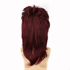 Men's Burgundy Curved Cropped Wig
