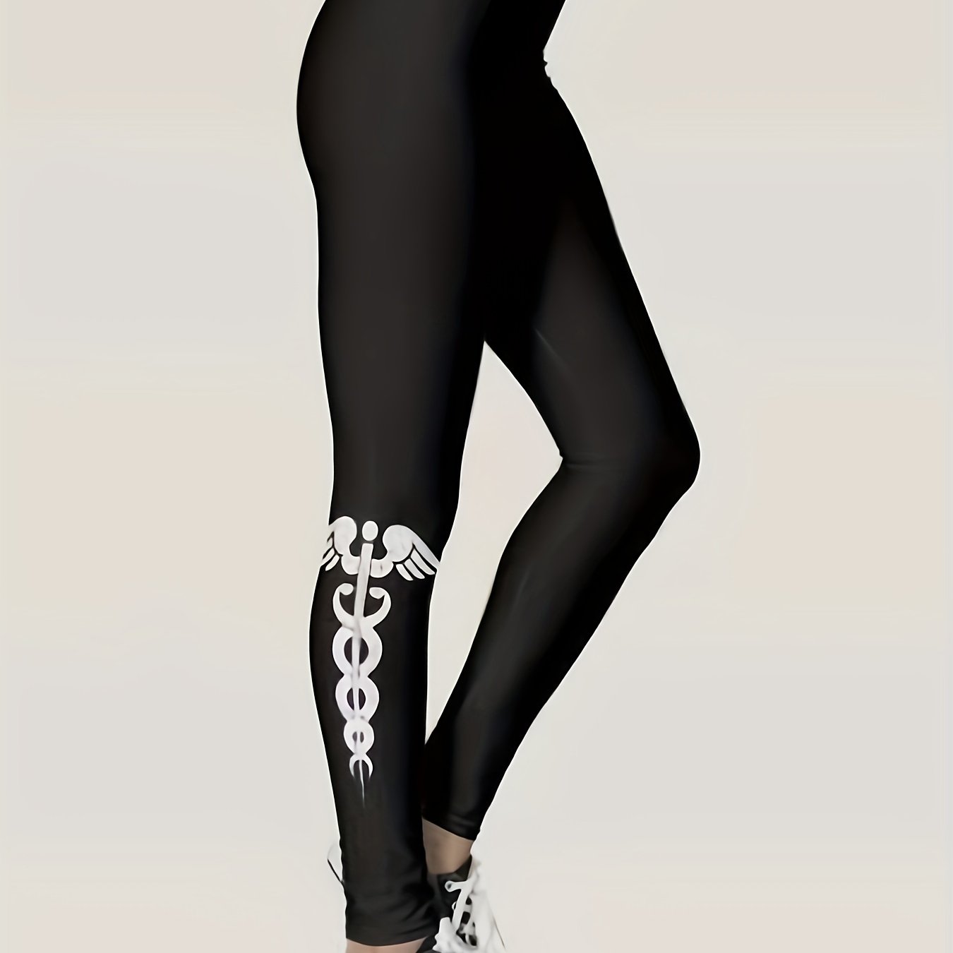 Graphic Print Skinny Leggings High Waist Stretchy Leggings