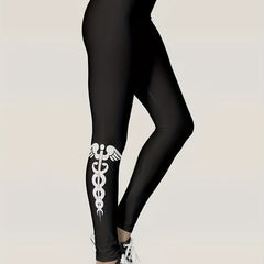Graphic Print Skinny Leggings High Waist Stretchy Leggings