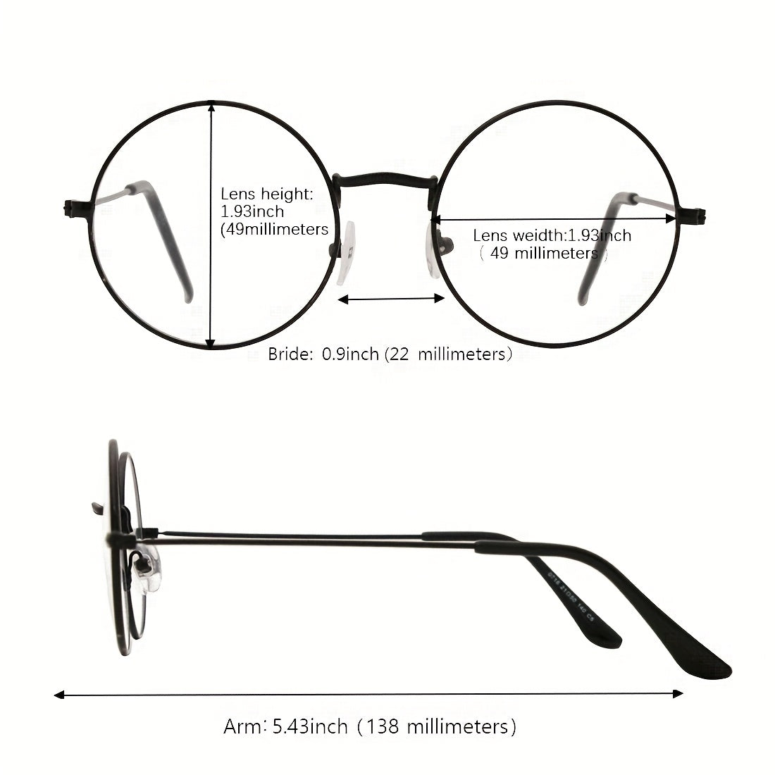 Round Clear Lens Glasses For Women Men Students Metal Myopia Spectacles