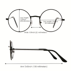 Round Clear Lens Glasses For Women Men Students Metal Myopia Spectacles