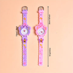 2pcs 3D Butterfly Pony Strap Quartz Watch Small Wristwatch