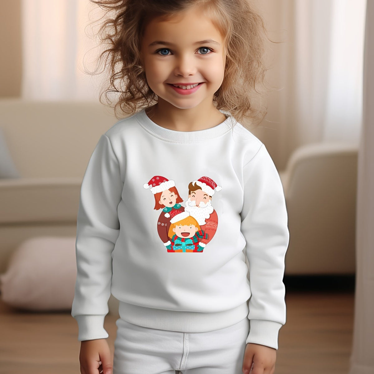 Adorable Christmas Family Crew Neck Sweatshirt Kids Clothes Gift