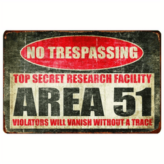 Area 51 No Trespassing Military Vintage Retro Metal Sign Aluminum Sign