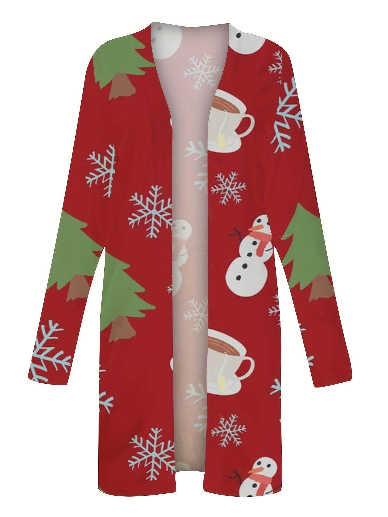  Christmas Graphic Print Cardigan