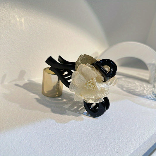 Camellia Flower Decor Hair Clips Non Slip Hair Claw Clip